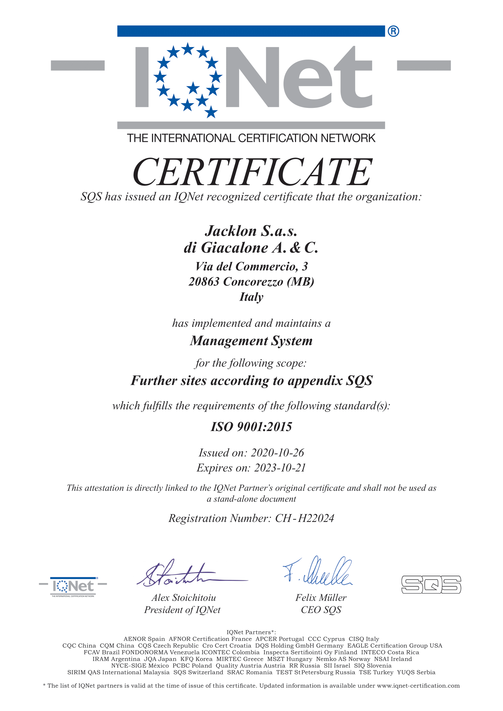 Certificato IQNET